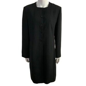 Larry Levine Jacket Women Size 14 Black Pinstripe Long Sleeve